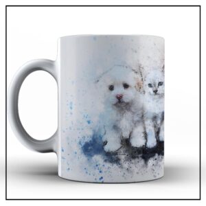 Caneca de Cerâmica Cães e Gatos Love